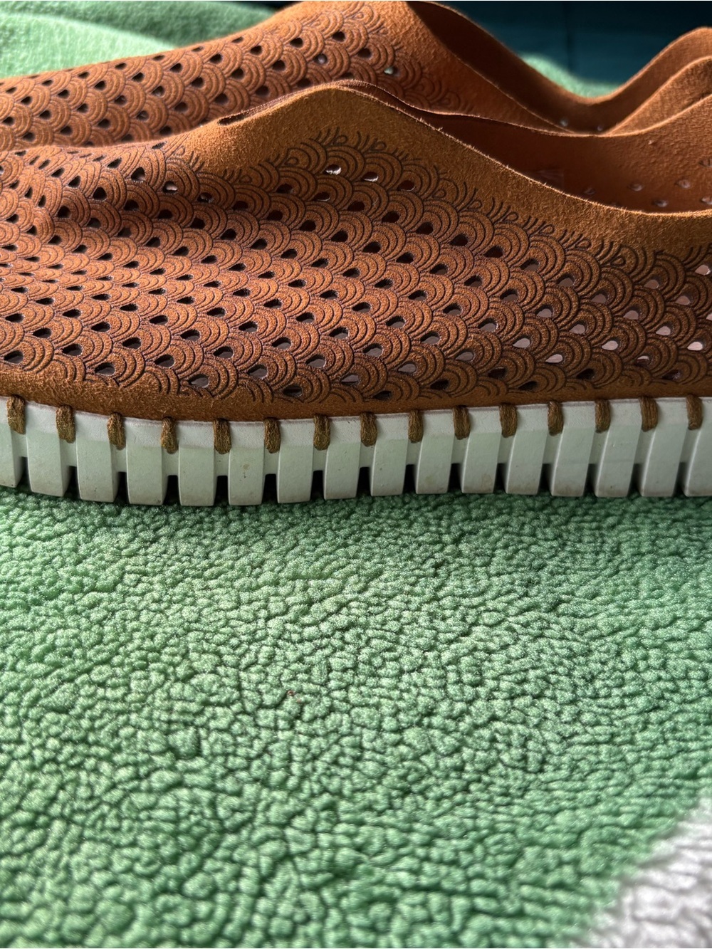Women's Perforated Slip-On Flats in Cognac Brown